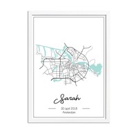Geburtsposter minzgrün  - Stadtplan - Geburtsort