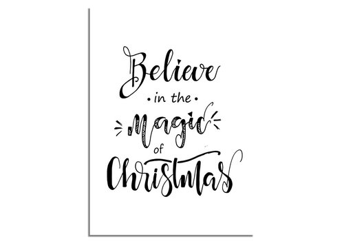 DesignClaud Weihnachtsposter Believe in the magic of Christmas - Weihnachtsdekoration Schwarz-Weiß