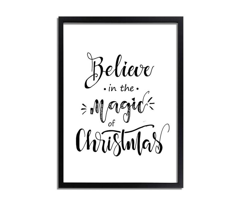 Weihnachtsposter Believe in the magic of Christmas - Weihnachtsdekoration Schwarz-Weiß