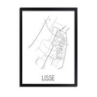 Grundriss Stadtplan Lisse plakat - Schwarz Weiß Grau