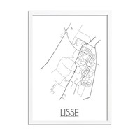 Grundriss Stadtplan Lisse plakat - Schwarz Weiß Grau