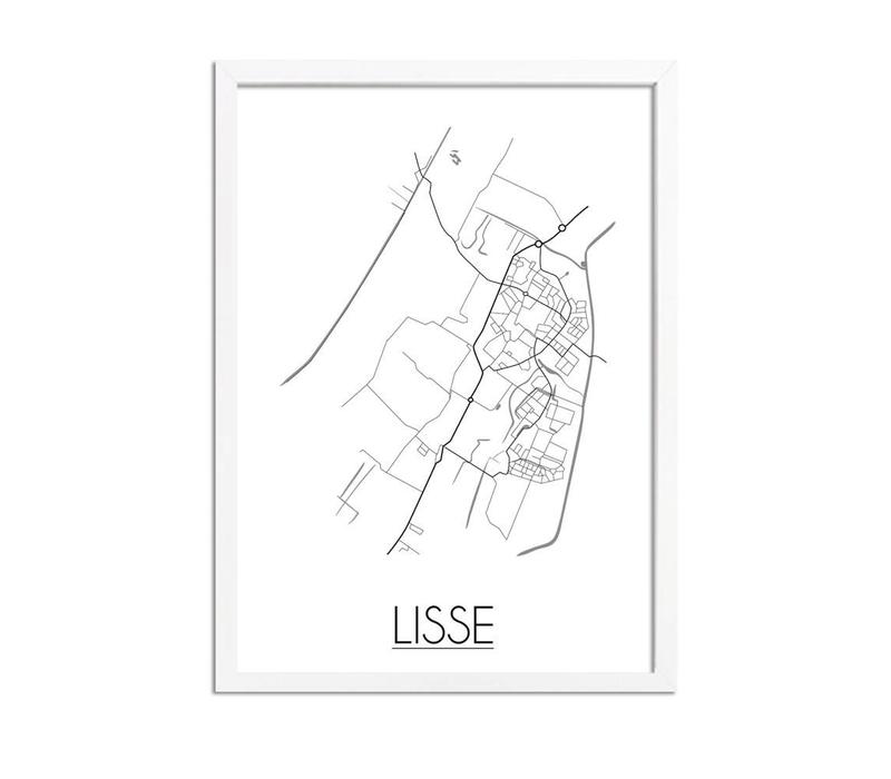 Grundriss Stadtplan Lisse plakat - Schwarz Weiß Grau