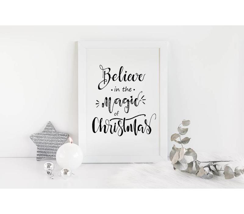 Weihnachtsposter Believe in the magic of Christmas - Weihnachtsdekoration Schwarz-Weiß