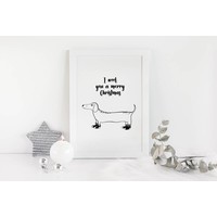 Weihnachtsposter I you woof a merry Christmas - Weihnachtsdekoration - Schwarz-Weiß