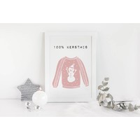 Weihnachtsposter 100% Weihnachten - Weihnachtsdekoration - Rosa