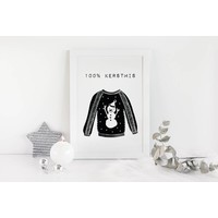 Weihnachtsposter 100% Weihnachten - Weihnachtsdekoration - schwarz-weiß