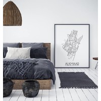 Grundriss Stadtplan Alkmaar plakat - Schwarz Weiß Grau