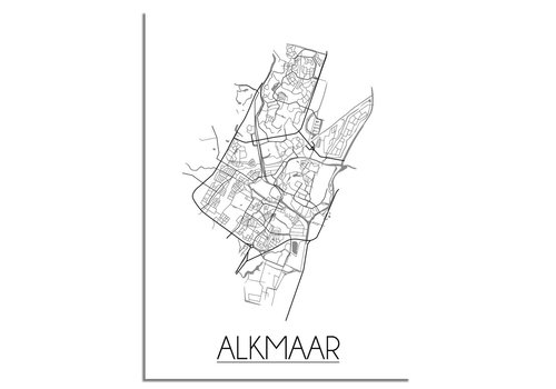 DesignClaud Grundriss Stadtplan Alkmaar plakat - Schwarz Weiß Grau