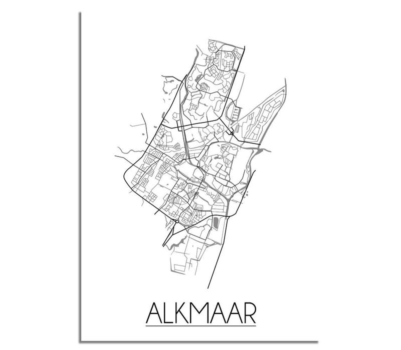 Grundriss Stadtplan Alkmaar plakat - Schwarz Weiß Grau