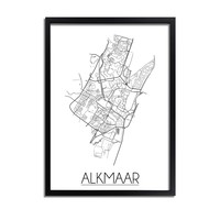 Grundriss Stadtplan Alkmaar plakat - Schwarz Weiß Grau