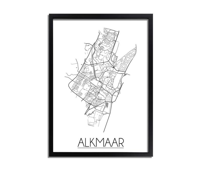 Grundriss Stadtplan Alkmaar plakat - Schwarz Weiß Grau