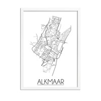 Grundriss Stadtplan Alkmaar plakat - Schwarz Weiß Grau