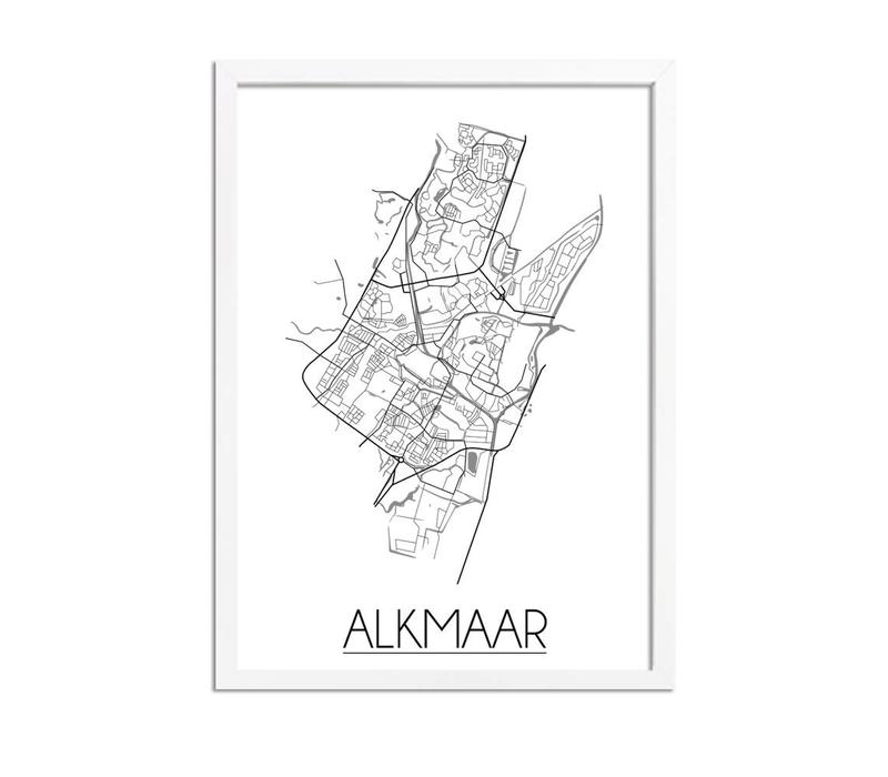 Grundriss Stadtplan Alkmaar plakat - Schwarz Weiß Grau