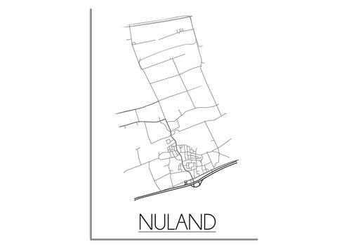 DesignClaud Grundriss Stadtplan Nuland plakat - Schwarz Weiß Grau