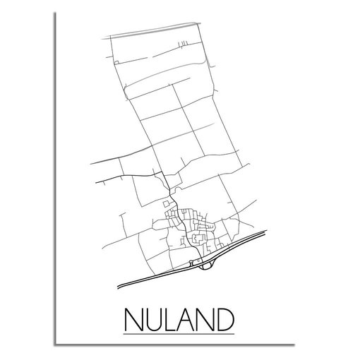 Grundriss Stadtplan Nuland plakat - Schwarz Weiß Grau 