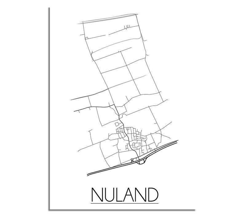 Grundriss Stadtplan Nuland plakat - Schwarz Weiß Grau