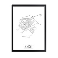 Grundriss Stadtplan Zeist plakat - Schwarz Weiß Grau