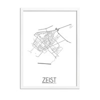 Grundriss Stadtplan Zeist plakat - Schwarz Weiß Grau