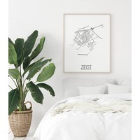Grundriss Stadtplan Zeist plakat - Schwarz Weiß Grau