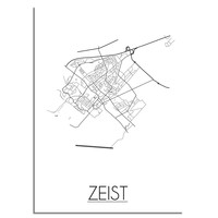Grundriss Stadtplan Zeist plakat - Schwarz Weiß Grau