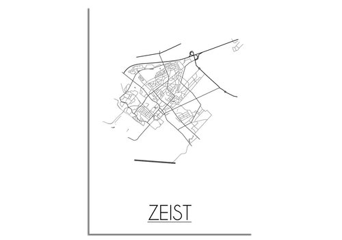 DesignClaud Grundriss Stadtplan Zeist plakat - Schwarz Weiß Grau