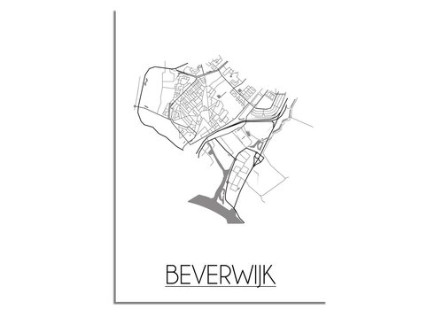 DesignClaud Grundriss Stadtplan Beverwijk plakat - Schwarz Weiß Grau
