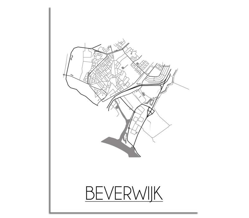Grundriss Stadtplan Beverwijk plakat - Schwarz Weiß Grau