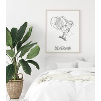 Grundriss Stadtplan Beverwijk plakat - Schwarz Weiß Grau