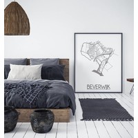 Grundriss Stadtplan Beverwijk plakat - Schwarz Weiß Grau