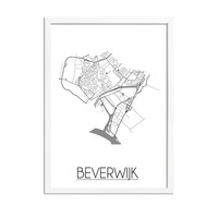 Grundriss Stadtplan Beverwijk plakat - Schwarz Weiß Grau