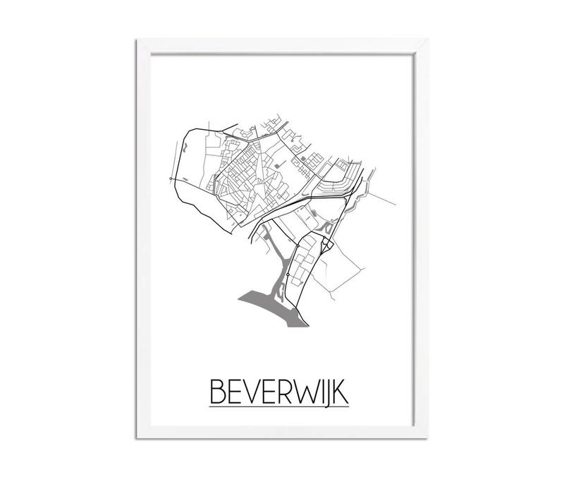 Grundriss Stadtplan Beverwijk plakat - Schwarz Weiß Grau