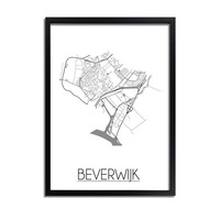 Grundriss Stadtplan Beverwijk plakat - Schwarz Weiß Grau