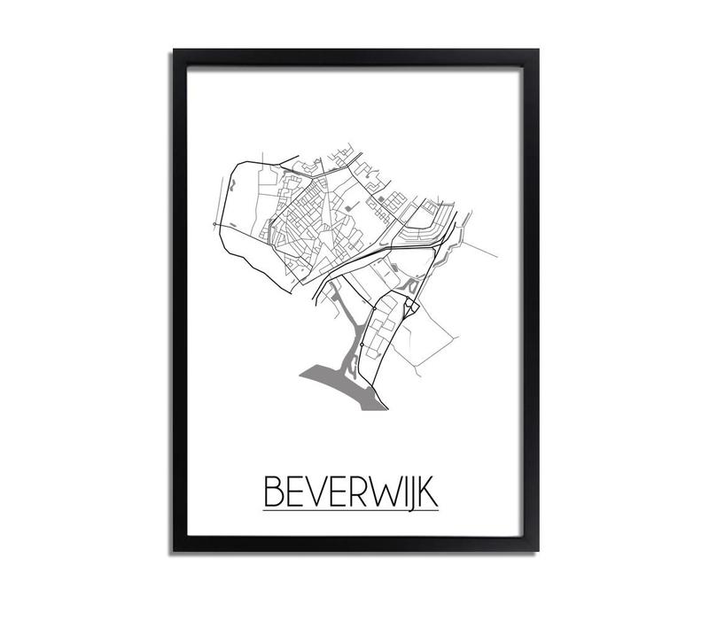 Grundriss Stadtplan Beverwijk plakat - Schwarz Weiß Grau