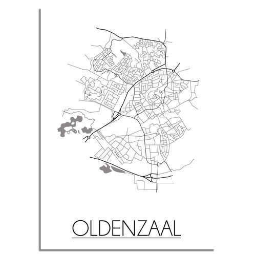 Grundriss Stadtplan Oldenzaal plakat - Schwarz Weiß Grau 