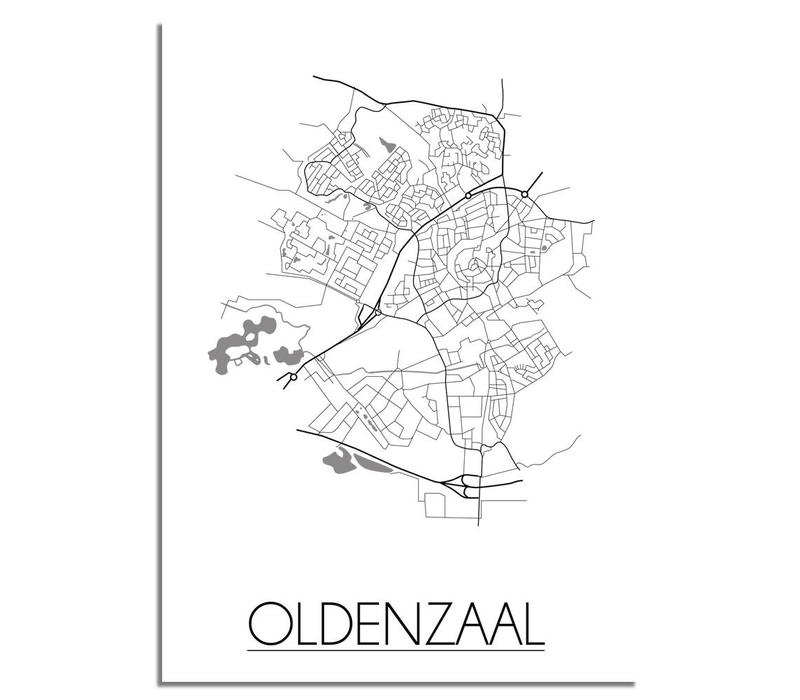 Grundriss Stadtplan Oldenzaal plakat - Schwarz Weiß Grau