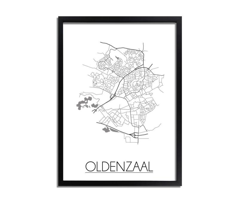 Grundriss Stadtplan Oldenzaal plakat - Schwarz Weiß Grau