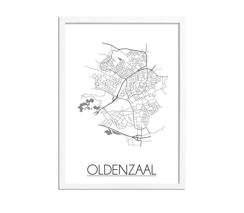 Grundriss Stadtplan Oldenzaal plakat - Schwarz Weiß Grau
