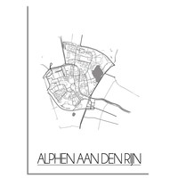 Grundriss Stadtplan Alphen aan den Rijn plakat - weiß