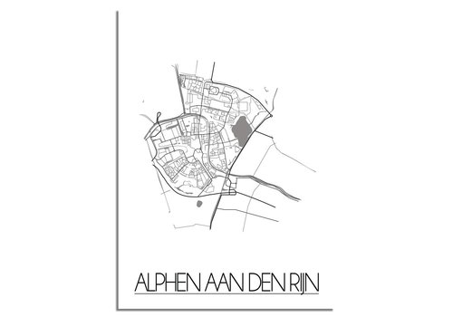 DesignClaud Grundriss Stadtplan Alphen aan den Rijn plakat - weiß