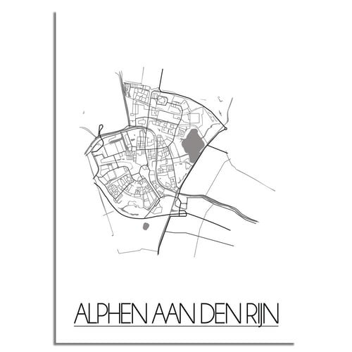 Grundriss Stadtplan Alphen aan den Rijn plakat - weiß 