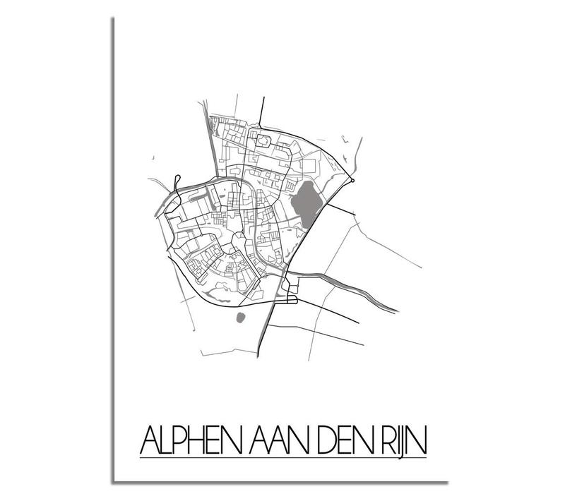 Grundriss Stadtplan Alphen aan den Rijn plakat - weiß