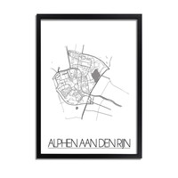 Grundriss Stadtplan Alphen aan den Rijn plakat - weiß