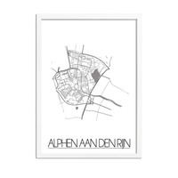 Grundriss Stadtplan Alphen aan den Rijn plakat - weiß