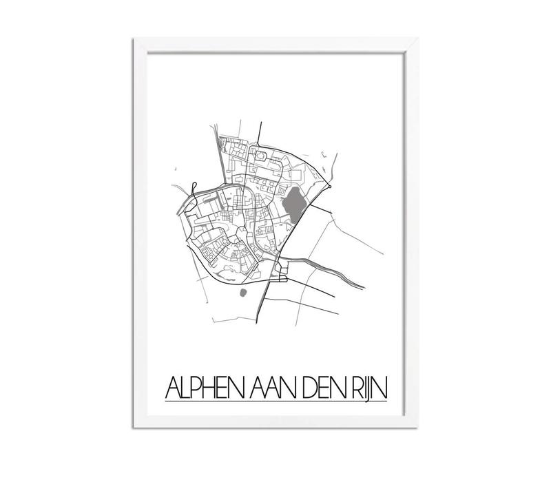 Grundriss Stadtplan Alphen aan den Rijn plakat - weiß