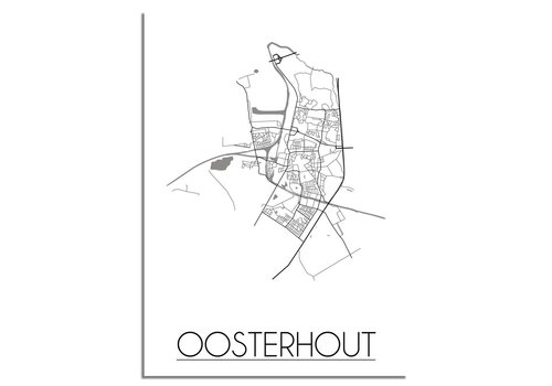 DesignClaud Oosterhout Stadtplan poster plakat - Weiß grau schwarz