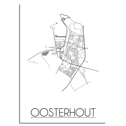 Oosterhout Stadtplan poster plakat - Weiß grau schwarz 
