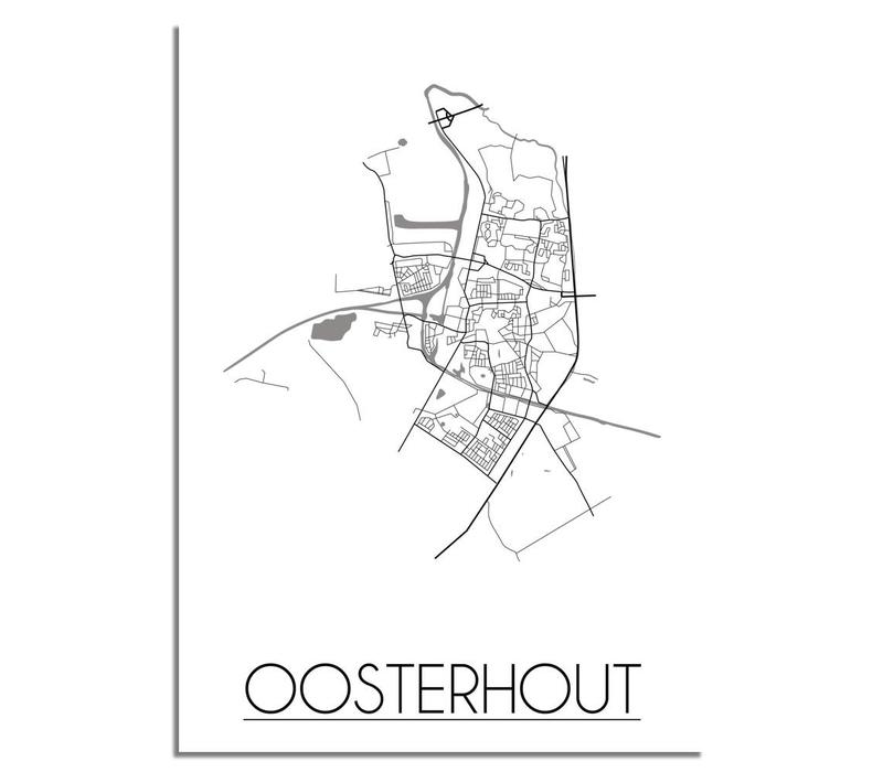 Oosterhout Stadtplan poster plakat - Weiß grau schwarz