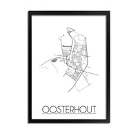 Oosterhout Stadtplan poster plakat - Weiß grau schwarz