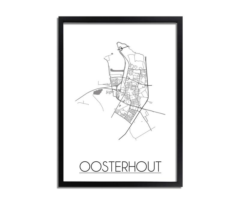 Oosterhout Stadtplan poster plakat - Weiß grau schwarz
