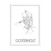 Oosterhout Stadtplan poster plakat - Weiß grau schwarz